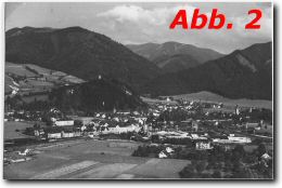 Sie sehen eine alte Abbildung aus dem Jahre 1950. Schn zu sehen der Mayerkogel/Kalvarienbergbereich links vorne mit Kircherl